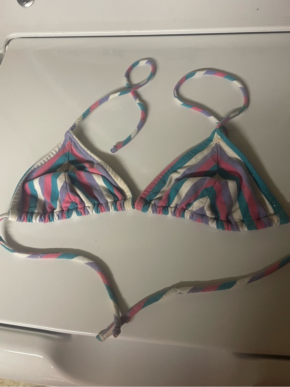 Vintage 90s Saks fifth Avenue Striped Triangle Bikini Top in Pastel Multicolor